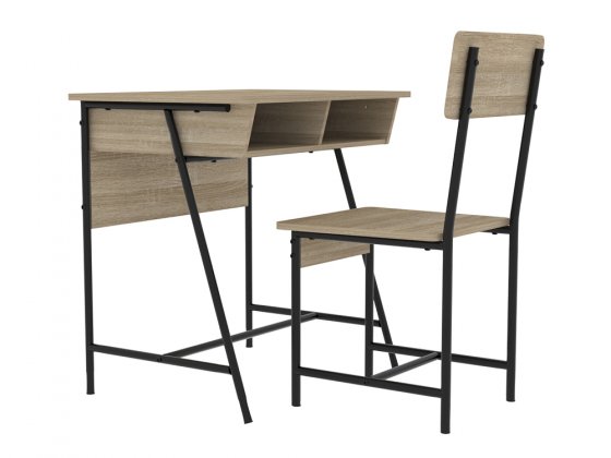 Meja Belajar Set Study Desk Sonoma Oak Black Text 5921