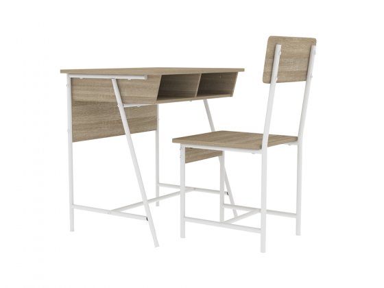 Meja Belajar Set Study Desk Sonoma Oak White 5921