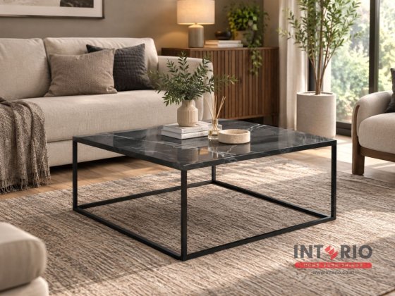 Meja Tamu Coffee Table Large Black Marble  7564