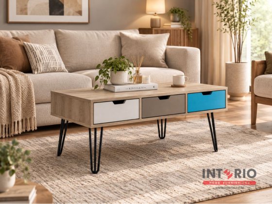 Meja Tamu Coffee Table Sonoma Oak Black Text 1012