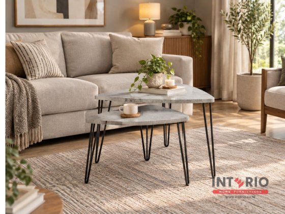Meja Tamu Set Coffee Table Concrete BlacK Text 6062