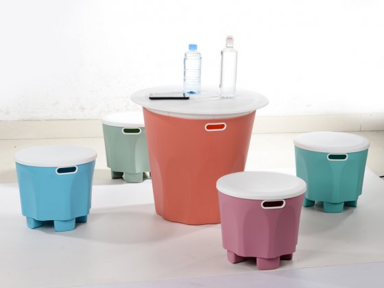 Pp Plastic 1 Set 1 Table 4 Chair Stackable Storage Interio