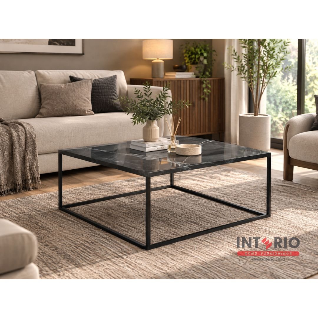 Meja Tamu Coffee Table Large Black Marble 7564